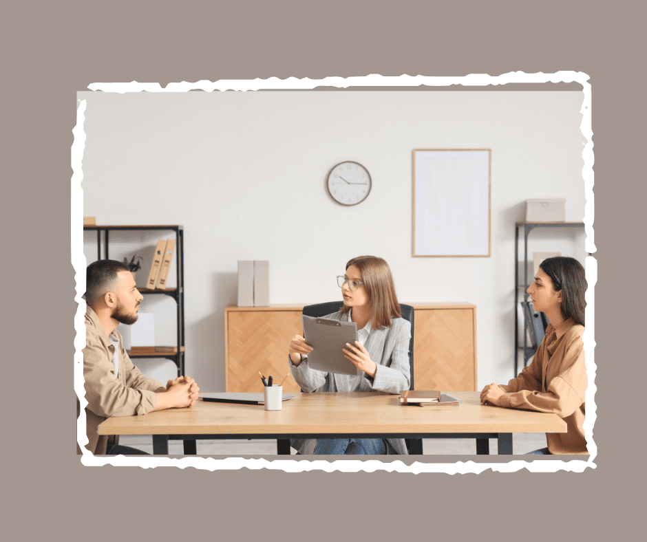 couple getting a divorce working through the mediation process