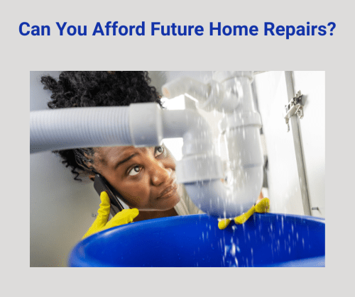 Woman looks at leaky drain the the kitchen of her house.