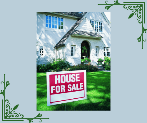 Beautiful house with a For Sale sign on the front lawn. 