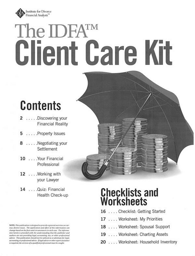 Worksheets Divorce Financial Worksheet client care kit from the institute for divorce financial analysts idfa kit